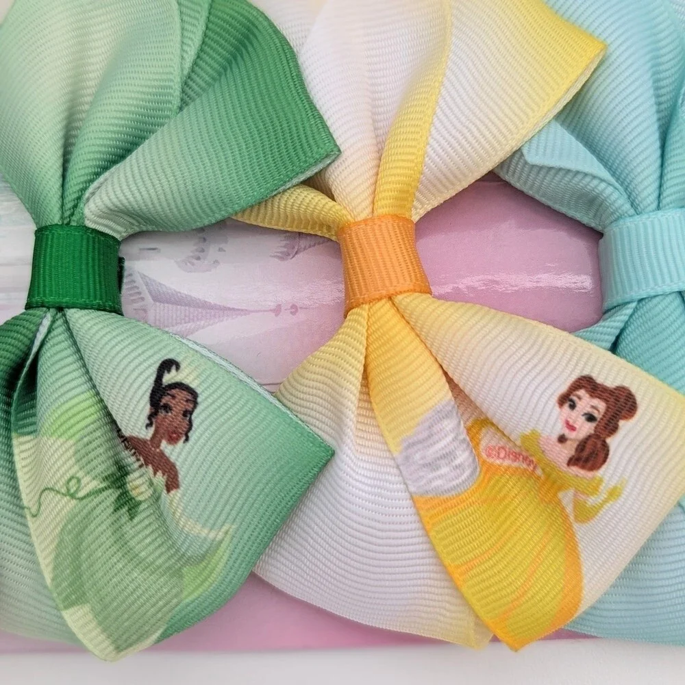 NWT 7 Colorful Disney Princess Hair Bow Clips
